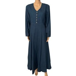 Double D Ranchwear Women’s Size Small Blue Demin Prairie Western Maxi Dress